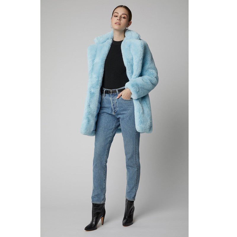 Norvia | Medium Length Sherpa Faux Fur Coat For Women Soft Warm - Nalani - UK Fashion Clothing and Decor