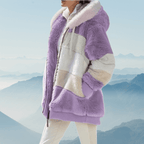Norvia | Oversized Cozy Fleece Hooded Jacket With Color Block Tunic - Nalani - UK Fashion Clothing and Decor