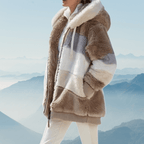 Norvia | Oversized Cozy Fleece Hooded Jacket With Color Block Tunic - Nalani - UK Fashion Clothing and Decor
