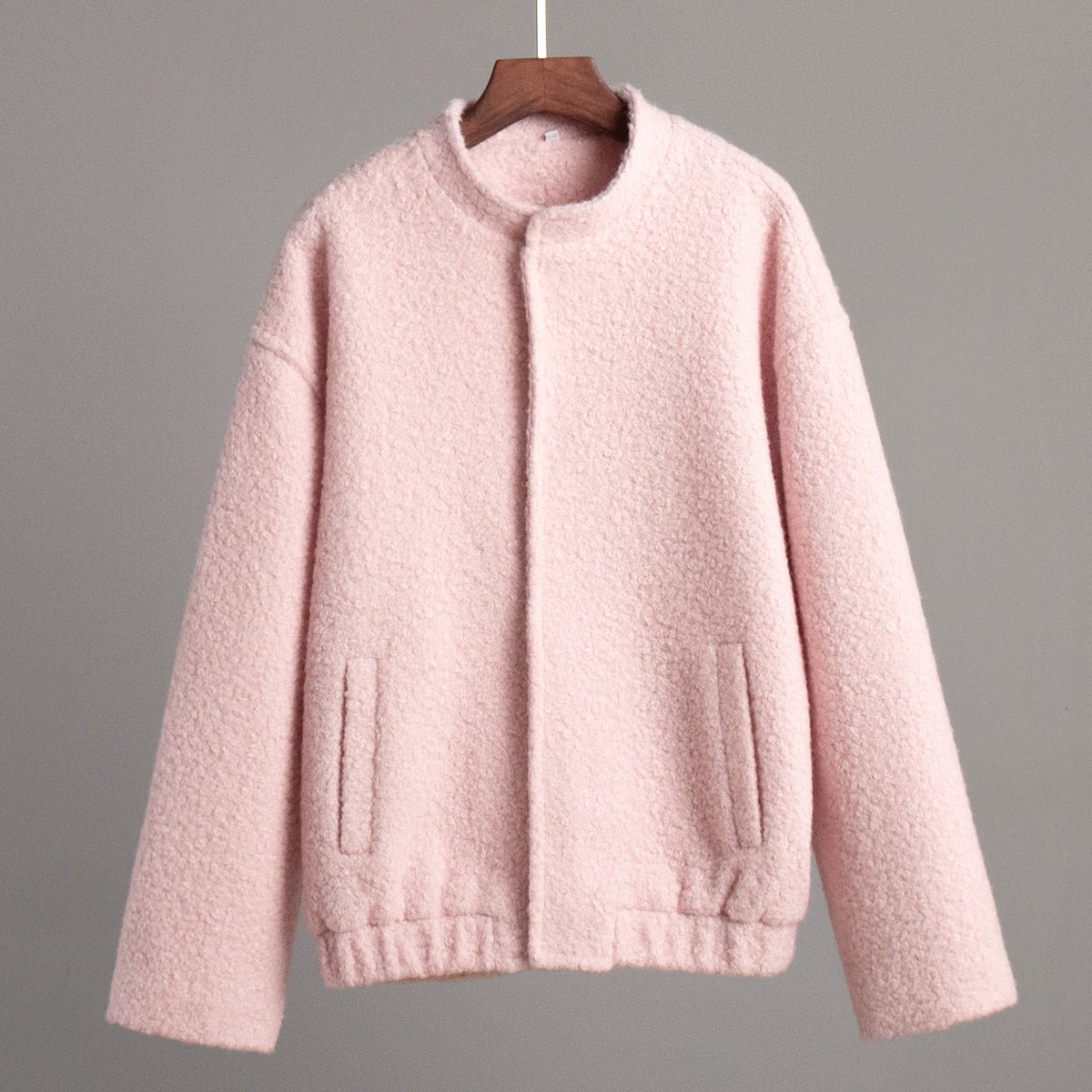 Norvia | Pink Winter Coat With Stand Collar And Dropped Shoulders - Nalani - UK Fashion Clothing and Decor