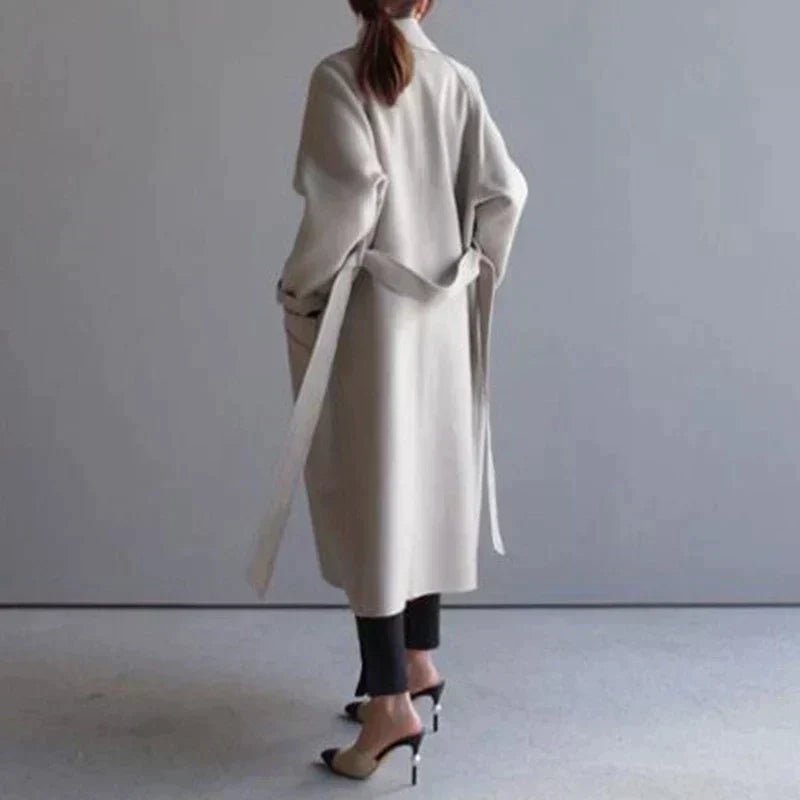 Norvia | Women's oversized women's coat with belt and narrow collar - Nalani - UK Fashion Clothing and Decor