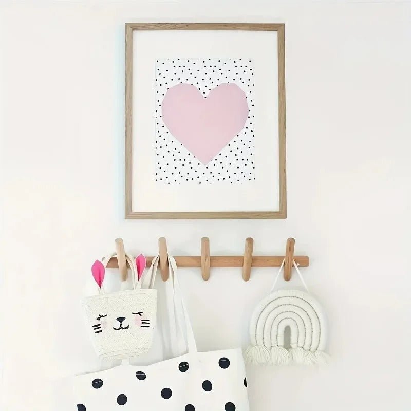 Oak Wood Wall Rack With Four Hooks For Entryway Organizer - Nalani - UK Fashion Clothing and Decor