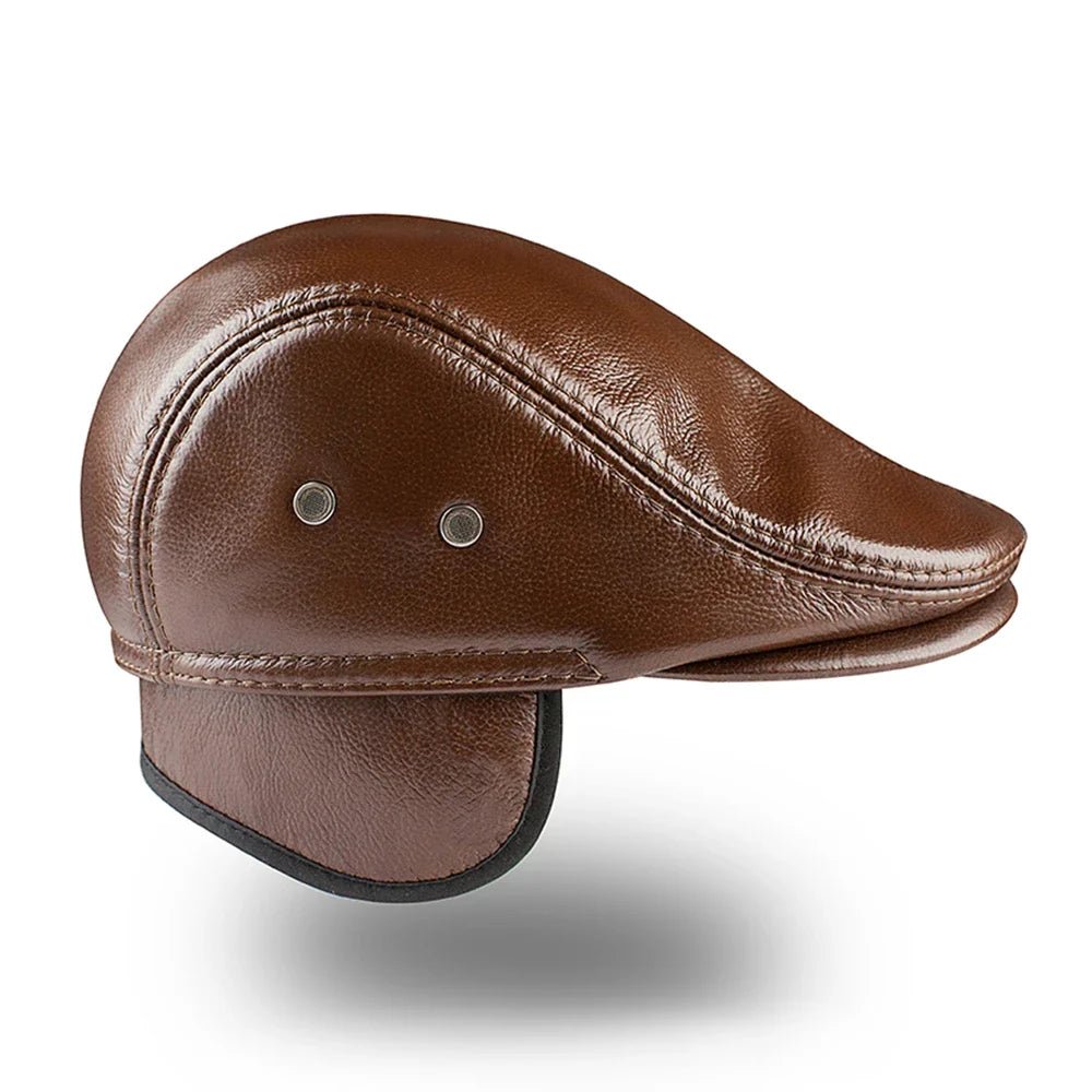 Outdoor Classic Leather Winter Hat For Men Beret Style - Nalani - UK Fashion Clothing and Decor