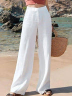 Ovara | Women's Wide - Leg Pants Trousers - High Waist - Breathable Lightweight Fabric - Nalani - UK Fashion Clothing and Decor