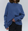 Oversized Crewneck Sweater With Ribbed Detail Hip Length - Nalani - UK Fashion Clothing and Decor