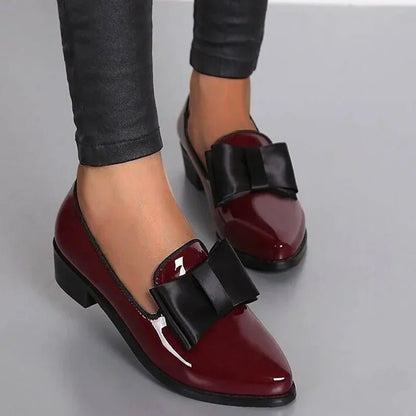 Patent Leather Bow Tie Shoes Pointed Toe And Cushioned Insole - Nalani - UK Fashion Clothing and Decor