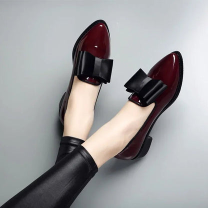 Patent Leather Bow Tie Shoes Pointed Toe And Cushioned Insole - Nalani - UK Fashion Clothing and Decor