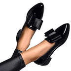 Patent Leather Bow Tie Shoes Pointed Toe And Cushioned Insole - Nalani - UK Fashion Clothing and Decor