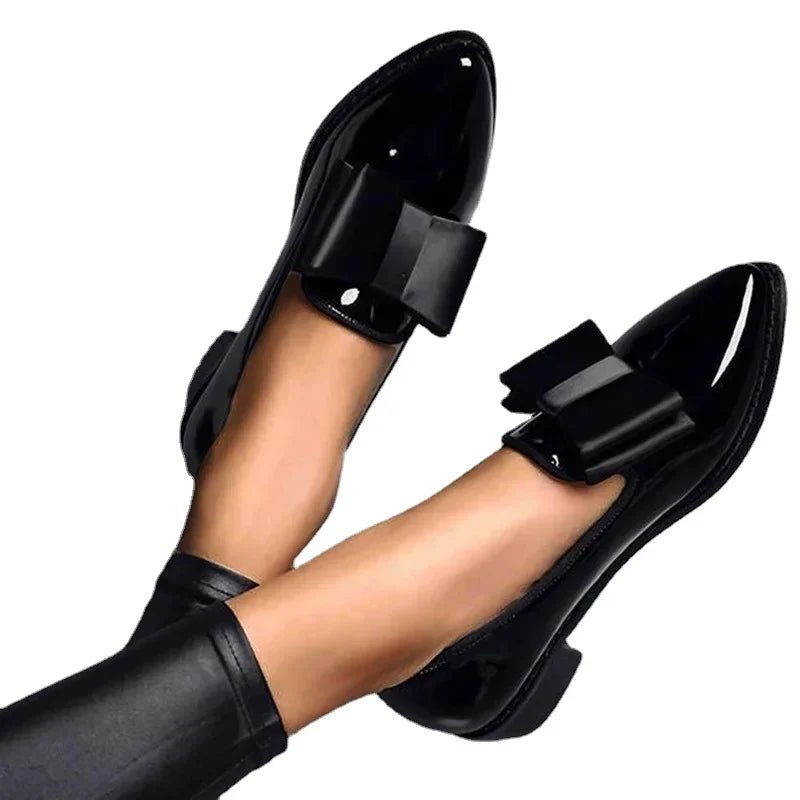 Patent Leather Bow Tie Shoes Pointed Toe And Cushioned Insole - Nalani - UK Fashion Clothing and Decor