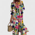 Paula | Elegant Boho Dress In Bold Colors With Flattering Fit - Nalani - Fashion Clothing and Decor