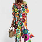 Paula | Elegant Boho Dress In Bold Colors With Flattering Fit - Nalani - Fashion Clothing and Decor