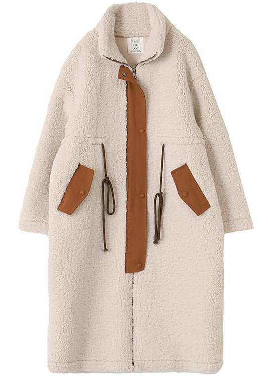 Plus Size Wool Fleece Winter Coat With High Neck Drawstring - Nalani - UK Fashion Clothing and Decor