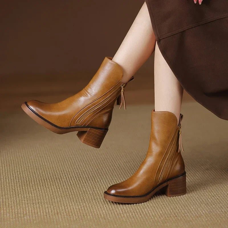 Premium Leather Ankle Boots For Women Durable Comfort Everyday - Nalani - Fashion Clothing and Decor