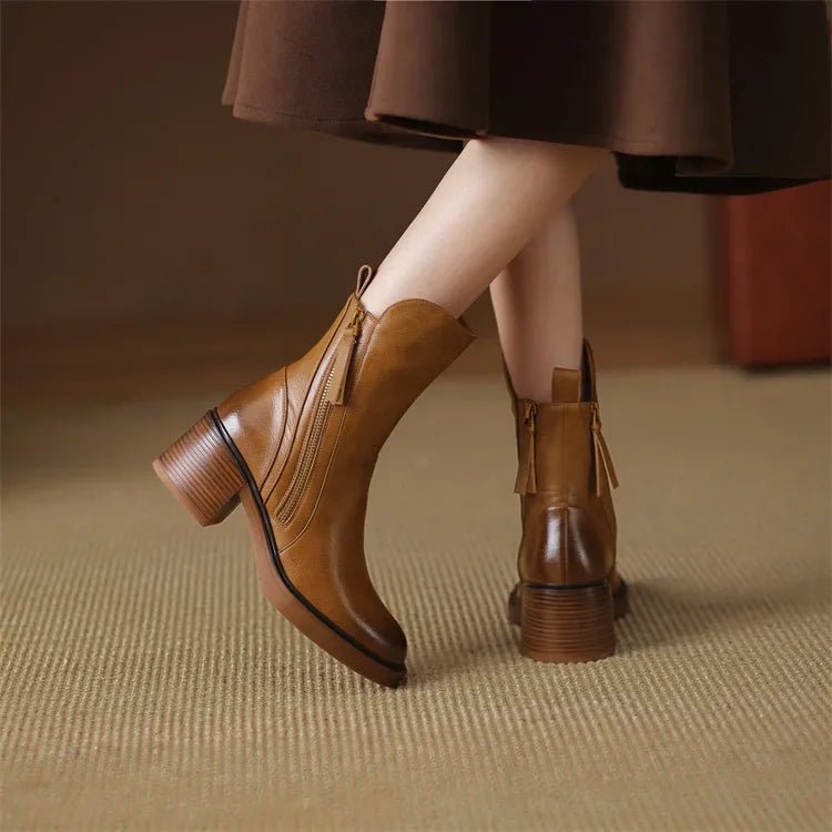 Premium Leather Ankle Boots For Women Durable Comfort Everyday - Nalani - Fashion Clothing and Decor