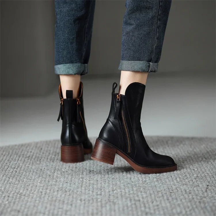 Premium Leather Ankle Boots For Women Durable Comfort Everyday - Nalani - Fashion Clothing and Decor