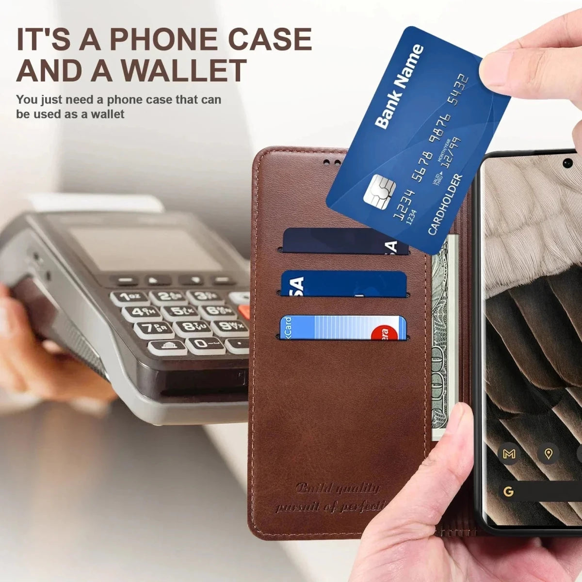 Premium Leather Wallet Case With Magnetic Card Holder - Nalani - UK Fashion Clothing and Decor