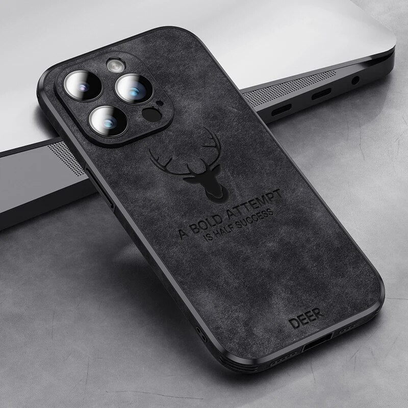 Premium Suede Leather IPhone Case With Shock Absorbing Liner - Nalani - UK Fashion Clothing and Decor