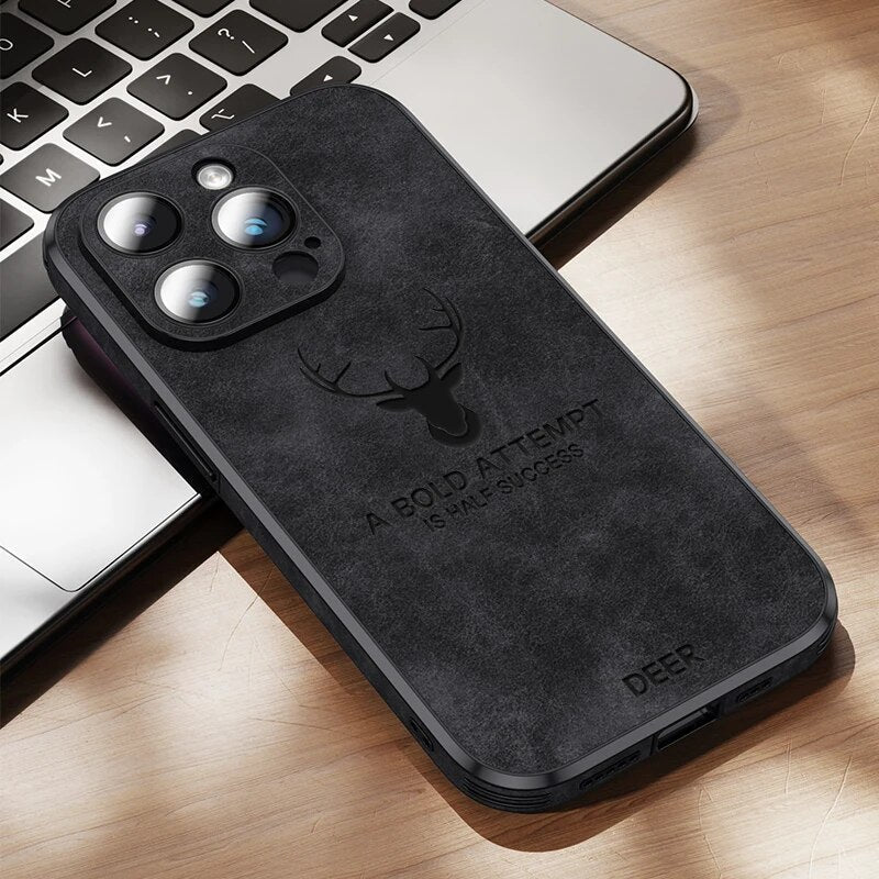 Premium Suede Leather IPhone Case With Shock Absorbing Liner - Nalani - UK Fashion Clothing and Decor