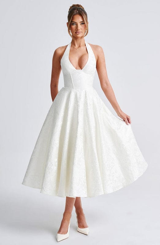 Rafaella – Sleeveless A-Line Midi Dress For Warm Weather - Nalani - Fashion Clothing and Decor