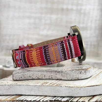 Rainbow Pattern Watch With Woven Band And Colorful Dial - Nalani - UK Fashion Clothing and Decor