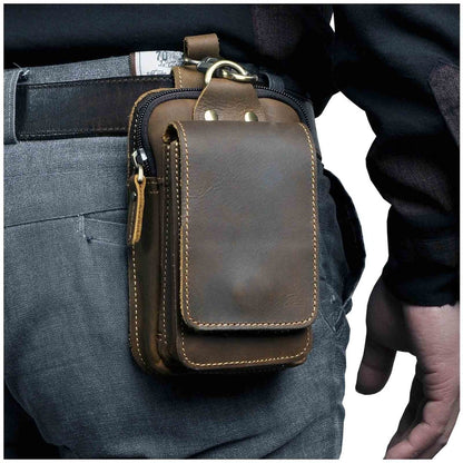 Real Leather Mens Waist Bag With Zipper Front Pocket - Nalani - UK Fashion Clothing and Decor