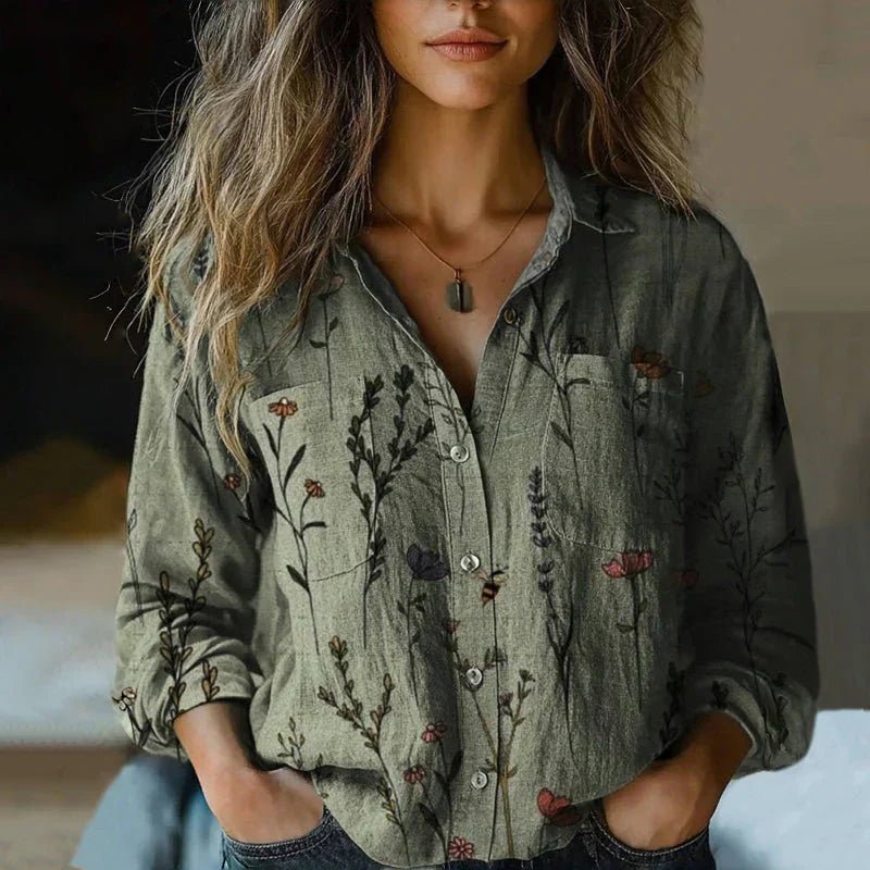 Rebecca | Bohemian Pattern Vintage Blouse In Lightweight Voile Fabric - Nalani - Fashion Clothing and Decor