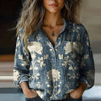 Rebecca | Bohemian Pattern Vintage Blouse In Lightweight Voile Fabric - Nalani - Fashion Clothing and Decor