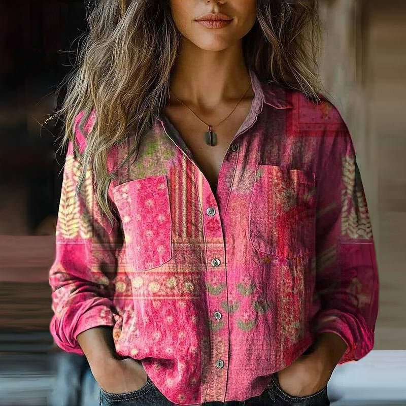 Rebecca | Bohemian Pattern Vintage Blouse In Lightweight Voile Fabric - Nalani - Fashion Clothing and Decor