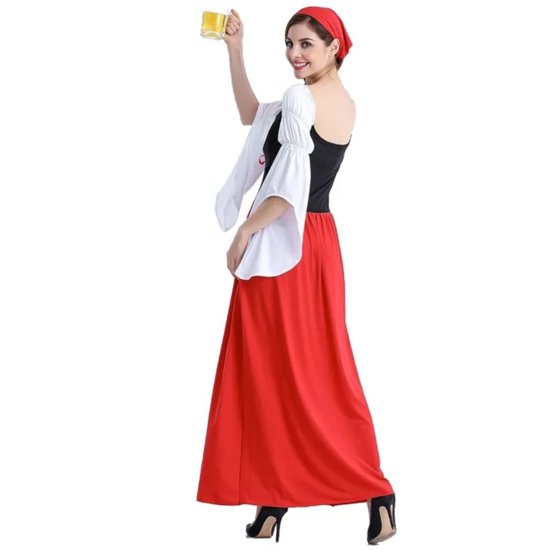 Red Bavarian Dirndl Dress - Oktoberfest Costume for Carnival and Cosplay - Nalani - Fashion Clothing and Decor