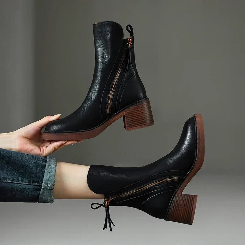Regular Fit Ankle Boots With Tassel Accent And Chunky Sole - Nalani - UK and AUS Fashion Clothing and Decor