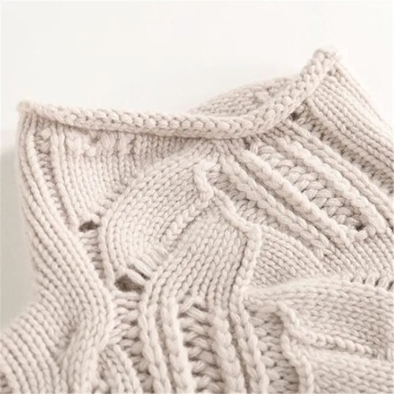Relaxed Fit Turtleneck Sweater With Cable Knit Ribbed Trim - Nalani - UK Fashion Clothing and Decor