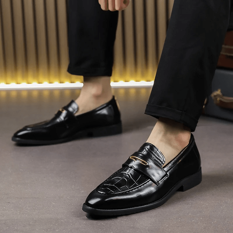 Remiel Leather Loafers Classic Dress Shoes With Cushioned Footbed - Nalani - Fashion Clothing and Decor