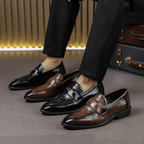 Remiel Leather Loafers Classic Dress Shoes With Cushioned Footbed - Nalani - Fashion Clothing and Decor