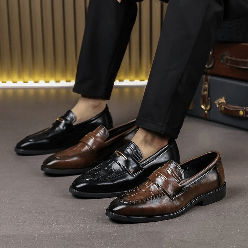 Remiel Leather Loafers Classic Dress Shoes With Cushioned Footbed - Nalani - Fashion Clothing and Decor
