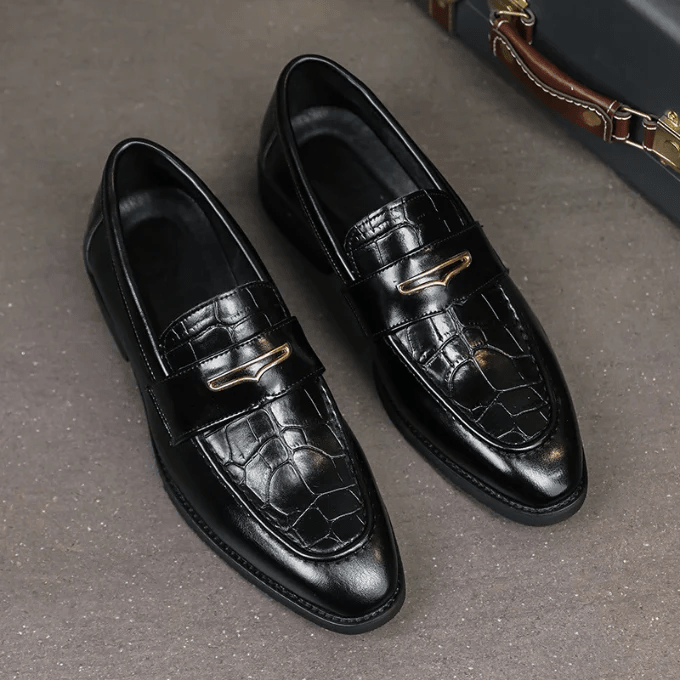 Remiel Leather Loafers Classic Dress Shoes With Cushioned Footbed - Nalani - Fashion Clothing and Decor