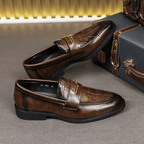 Remiel Leather Loafers Classic Dress Shoes With Cushioned Footbed - Nalani - Fashion Clothing and Decor