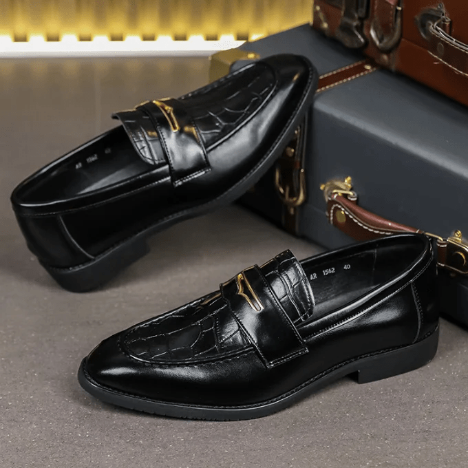 Remiel Leather Loafers Classic Dress Shoes With Cushioned Footbed - Nalani - Fashion Clothing and Decor