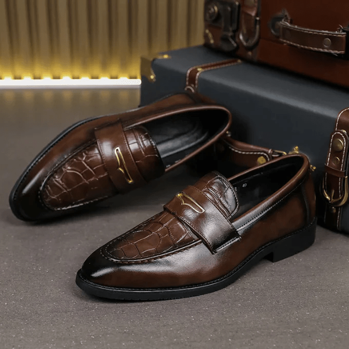 Remiel Leather Loafers Classic Dress Shoes With Cushioned Footbed - Nalani - Fashion Clothing and Decor