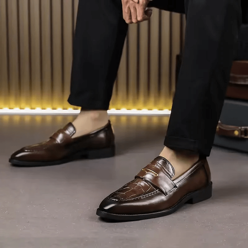 Remiel Leather Loafers Classic Dress Shoes With Cushioned Footbed - Nalani - Fashion Clothing and Decor