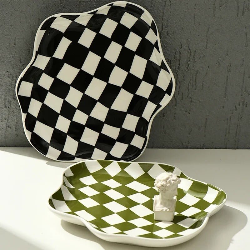 Retro Checkered Tray For Picnic And Home Decor Atmosphere - Nalani - UK Fashion Clothing and Decor