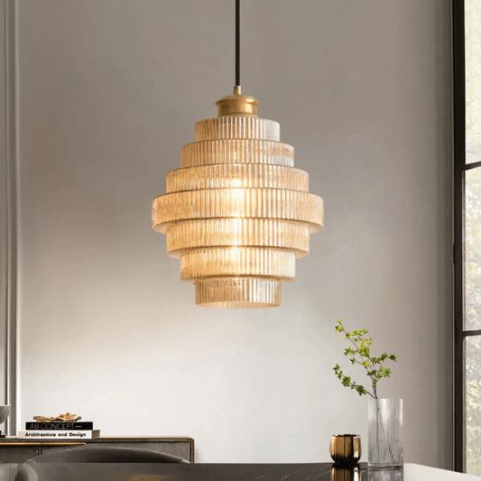 Retro Glass Pendant Light With Brass Finish For Living Room - Nalani - UK Fashion Clothing and Decor