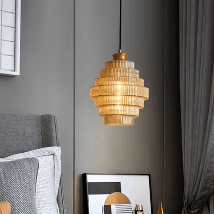 Retro Glass Pendant Light With Brass Finish For Living Room - Nalani - UK Fashion Clothing and Decor