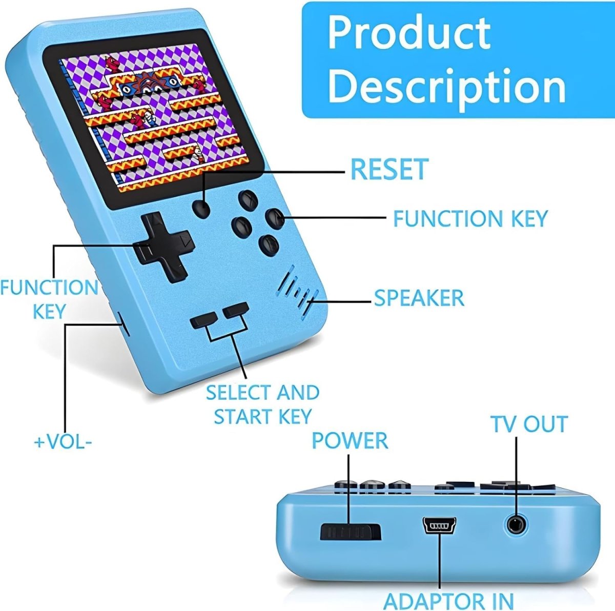 Retro Handheld Console With 400 Classic Games 3 Inch Screen - Nalani - UK Fashion Clothing and Decor