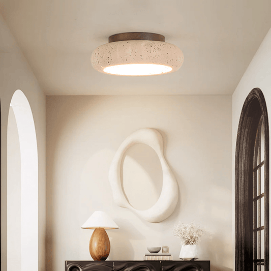 Retro Travertine Ceiling Light With Wood Accent Vintage - Nalani - UK Fashion Clothing and Decor