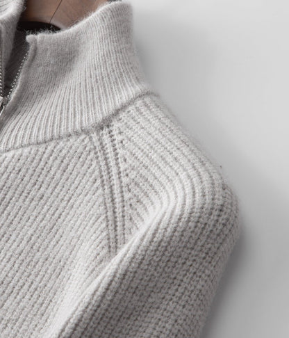 Ribbed Zip Through Cardigan With Funnel Neck For Men - Nalani - UK Fashion Clothing and Decor