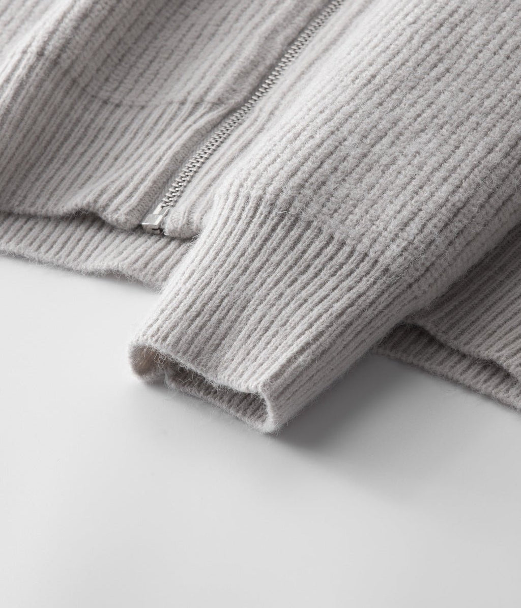 Ribbed Zip Through Cardigan With Funnel Neck For Men - Nalani - UK Fashion Clothing and Decor