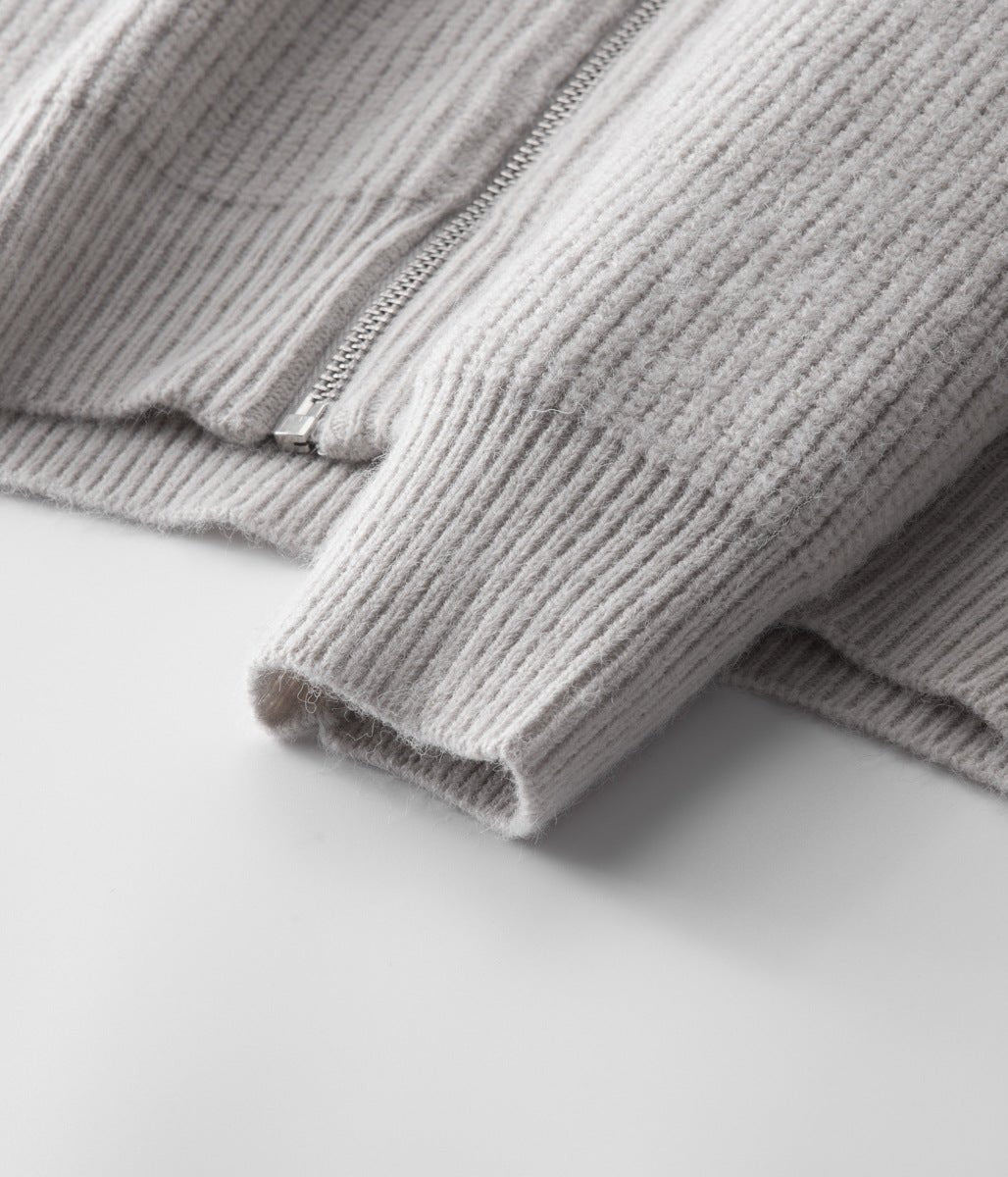 Ribbed Zip Through Cardigan With Funnel Neck For Men - Nalani - UK Fashion Clothing and Decor