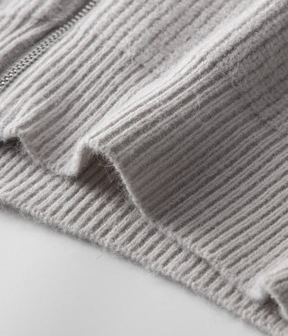 Ribbed Zip Through Cardigan With Funnel Neck For Men - Nalani - UK Fashion Clothing and Decor