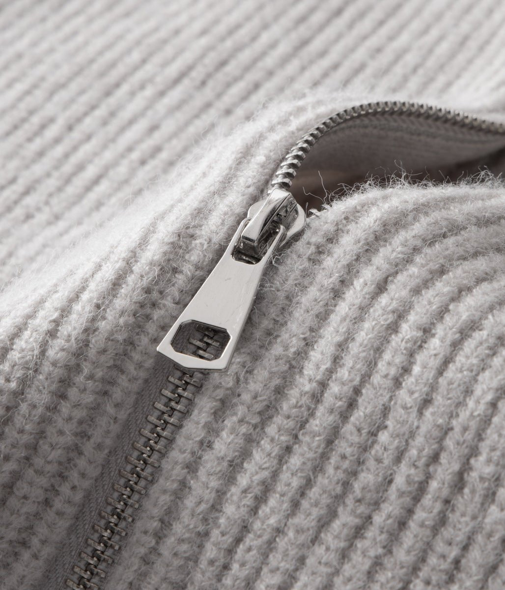 Ribbed Zip Through Cardigan With Funnel Neck For Men - Nalani - UK Fashion Clothing and Decor
