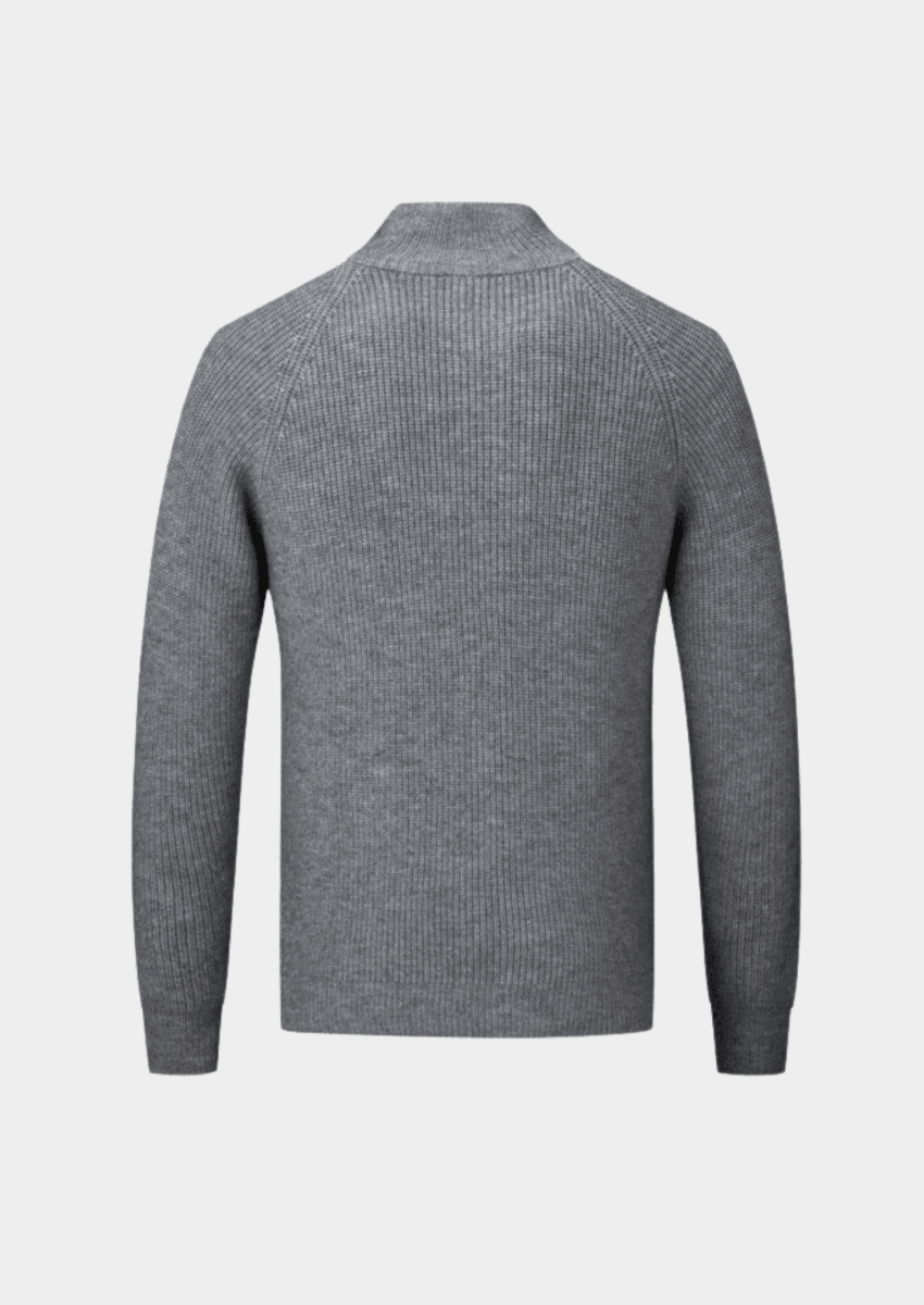 Ribbed Zip Through Cardigan With Funnel Neck For Men - Nalani - UK Fashion Clothing and Decor